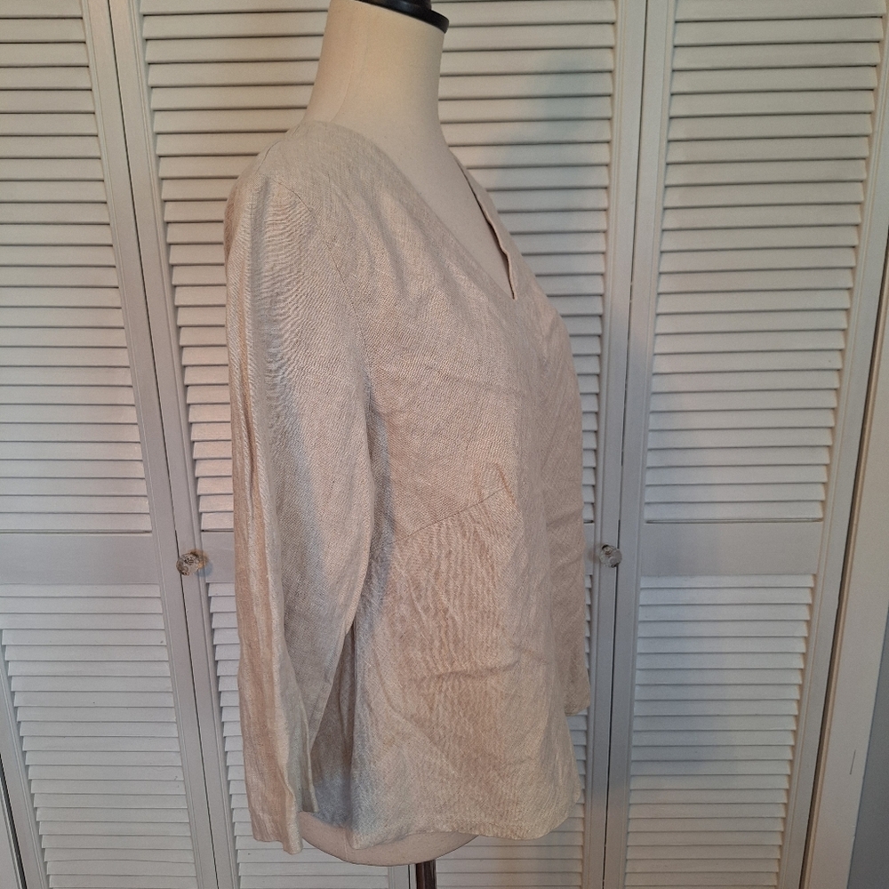 Match Point USA Khaki Linen Top Medium *5 - Picture 2 of 6